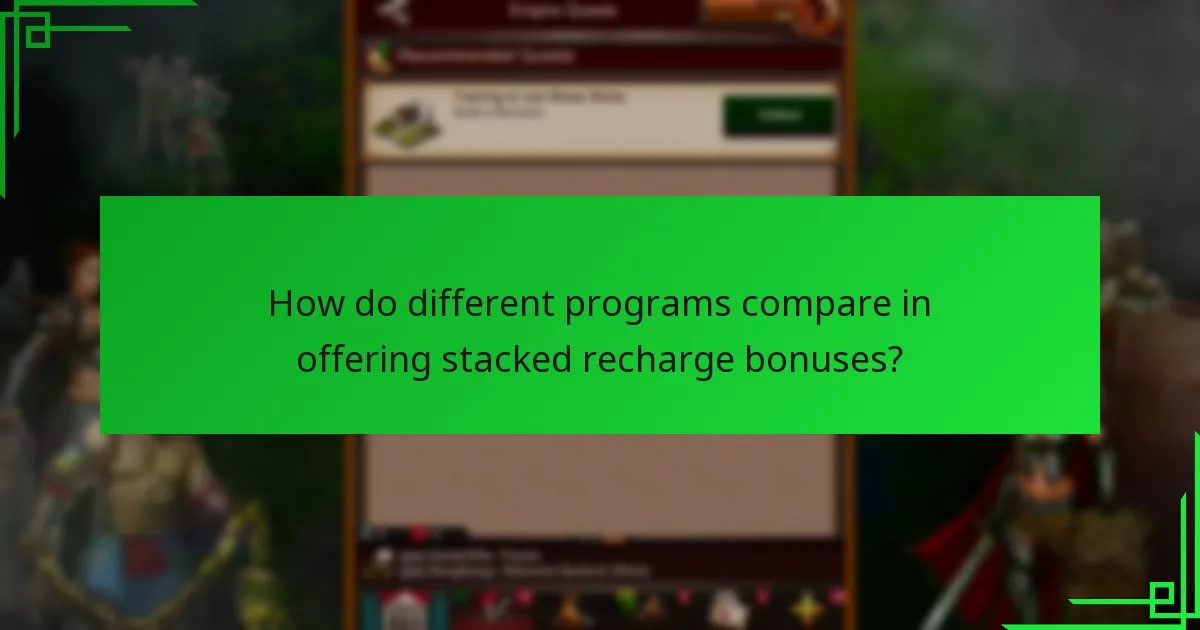 How do different programs compare in offering stacked recharge bonuses?