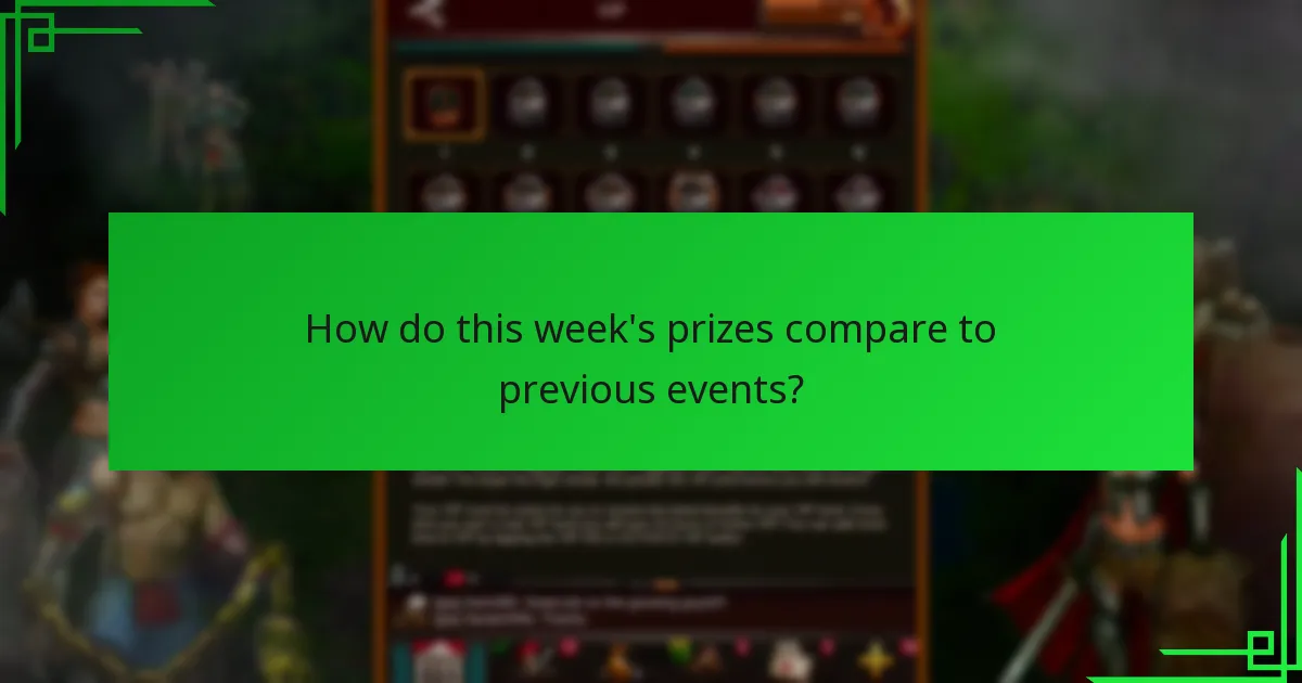 How do this week's prizes compare to previous events?